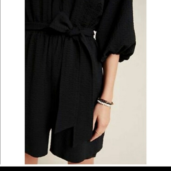 Anthropologie Romper Black Texured Puffy Bubble Sleeves  XS by Anthropologie - Picture 6 of 15